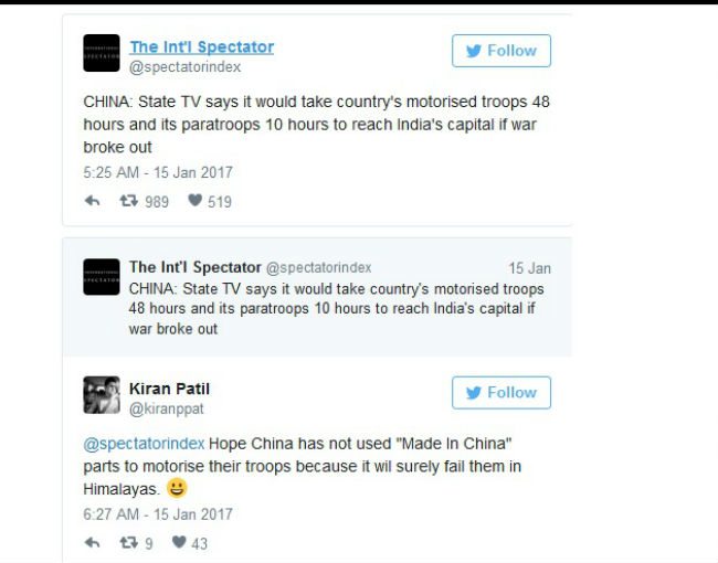 China threatened india