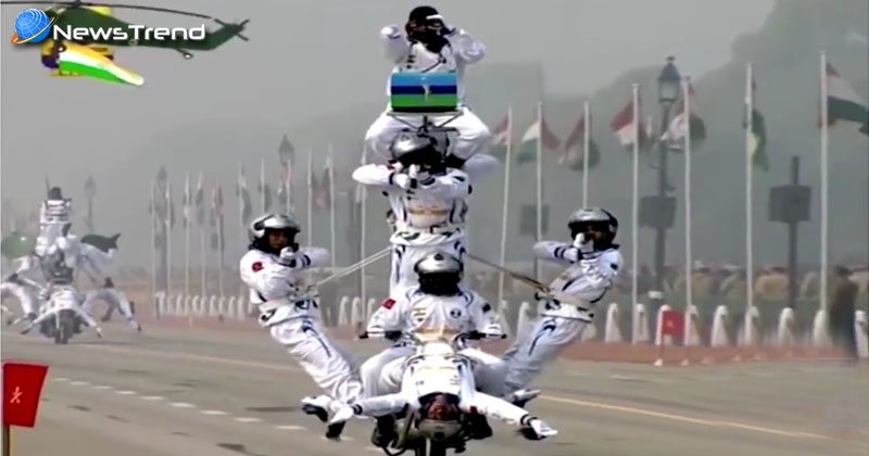 Indian army show stunt on bike