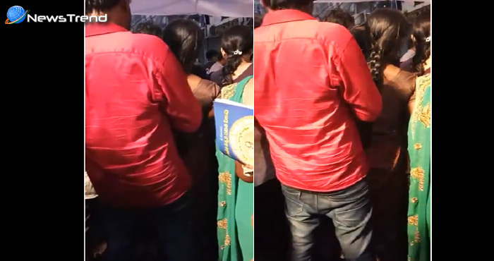 गणेश उत्सव के दौरान महिला के साथ ‘गलत हरकत’ करते रंगेहाथ पकड़ा गया मनचला – देखें वीडियो