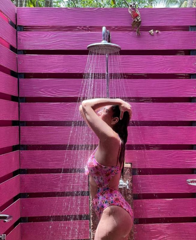 Shraddha Arya taking shower