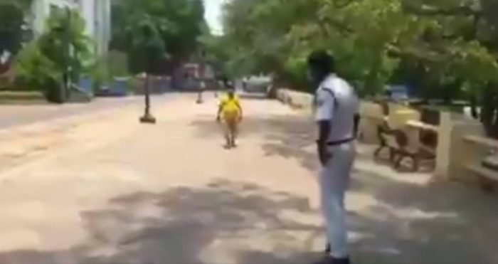 boy walking on lockdown