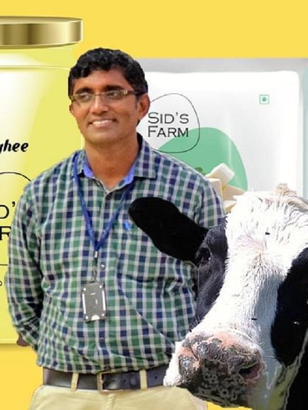 kishore indukuri with cow