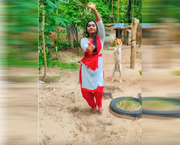dog dance with girl 
