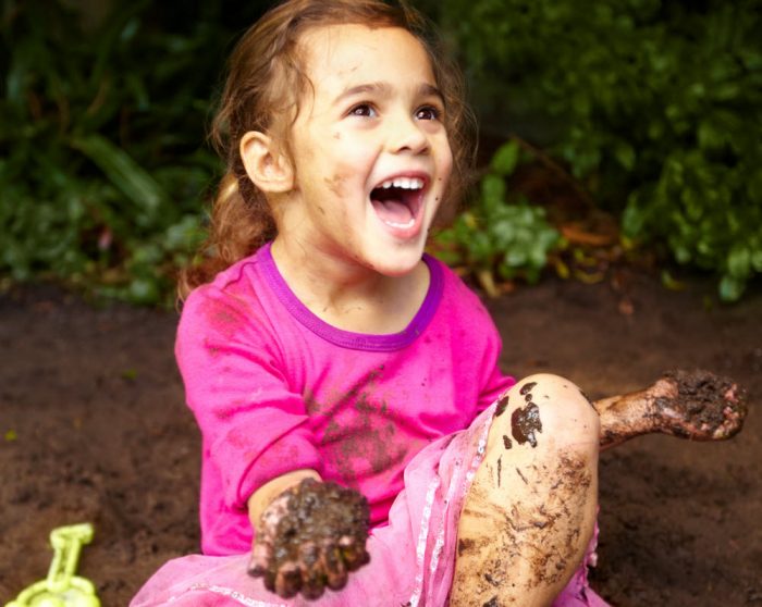 kids playing with soil