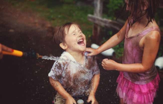 kids playing with soil