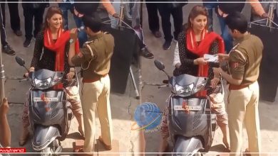 urvashi-rautela-was-driving-a-scooty-without-wearing-a-helmet-showed-the-documents-to-the-policeman