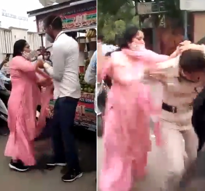 shocking-news-challan-sought-for-not-wearing-a-mask-then-two-women-started-a-scuffle