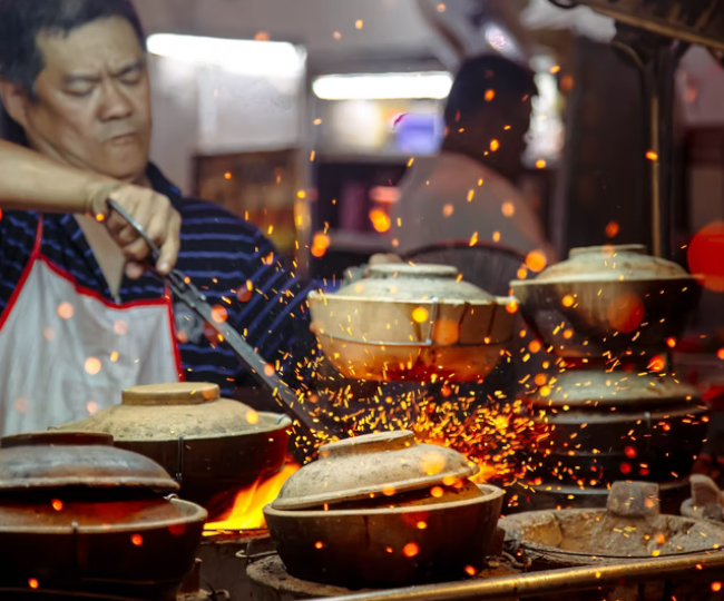 food in clay pot