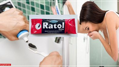 a girl brushes teeth with rat poison