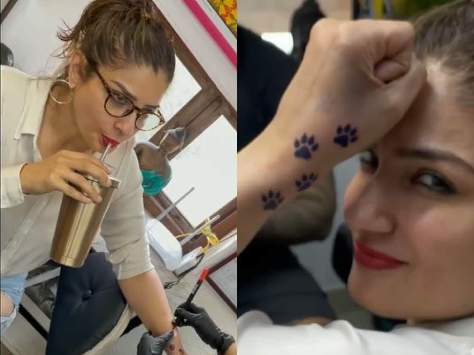 raveena tandon share a new video of tattoo