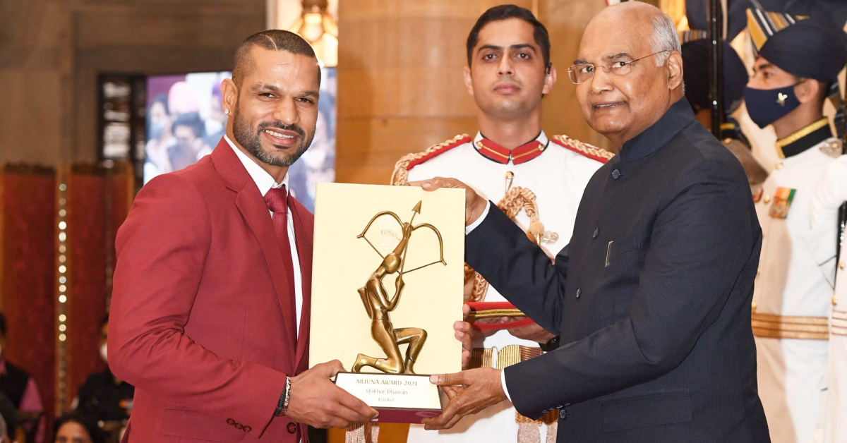 shikhar dhawan with arjun award
