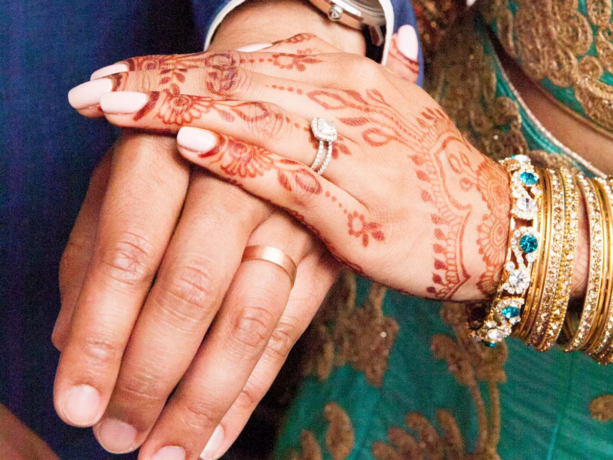 groom bride hand