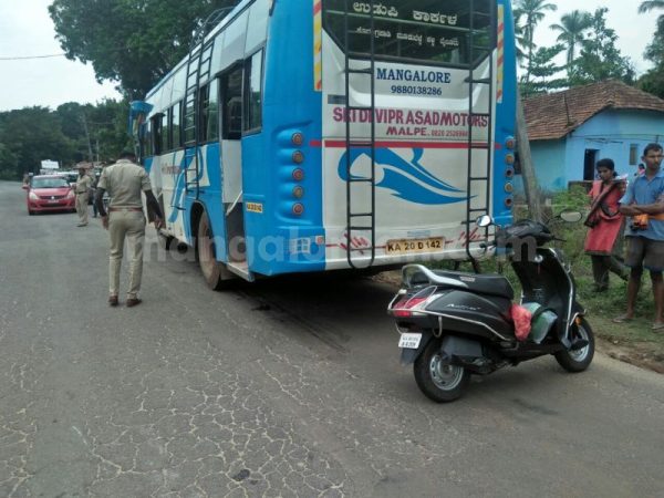 mangaluru sccoty and bus collison