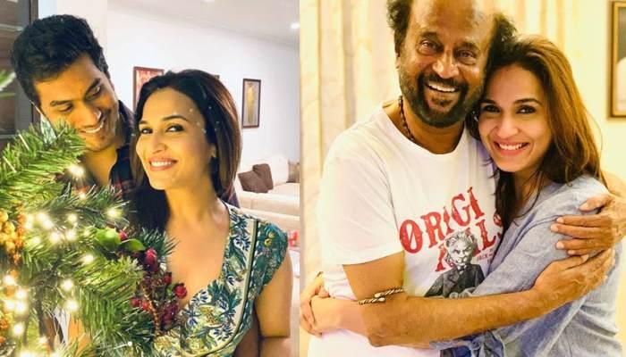 soundarya rajinikanth with father rajinikanth