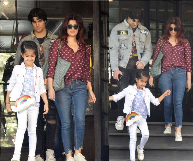 twinkle khanna and akshay with son daughter